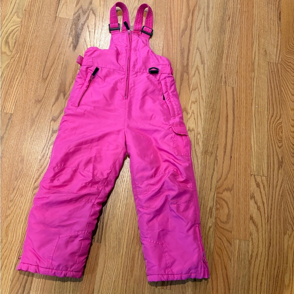 Kids Pink Snowpants with Bibs Overalls